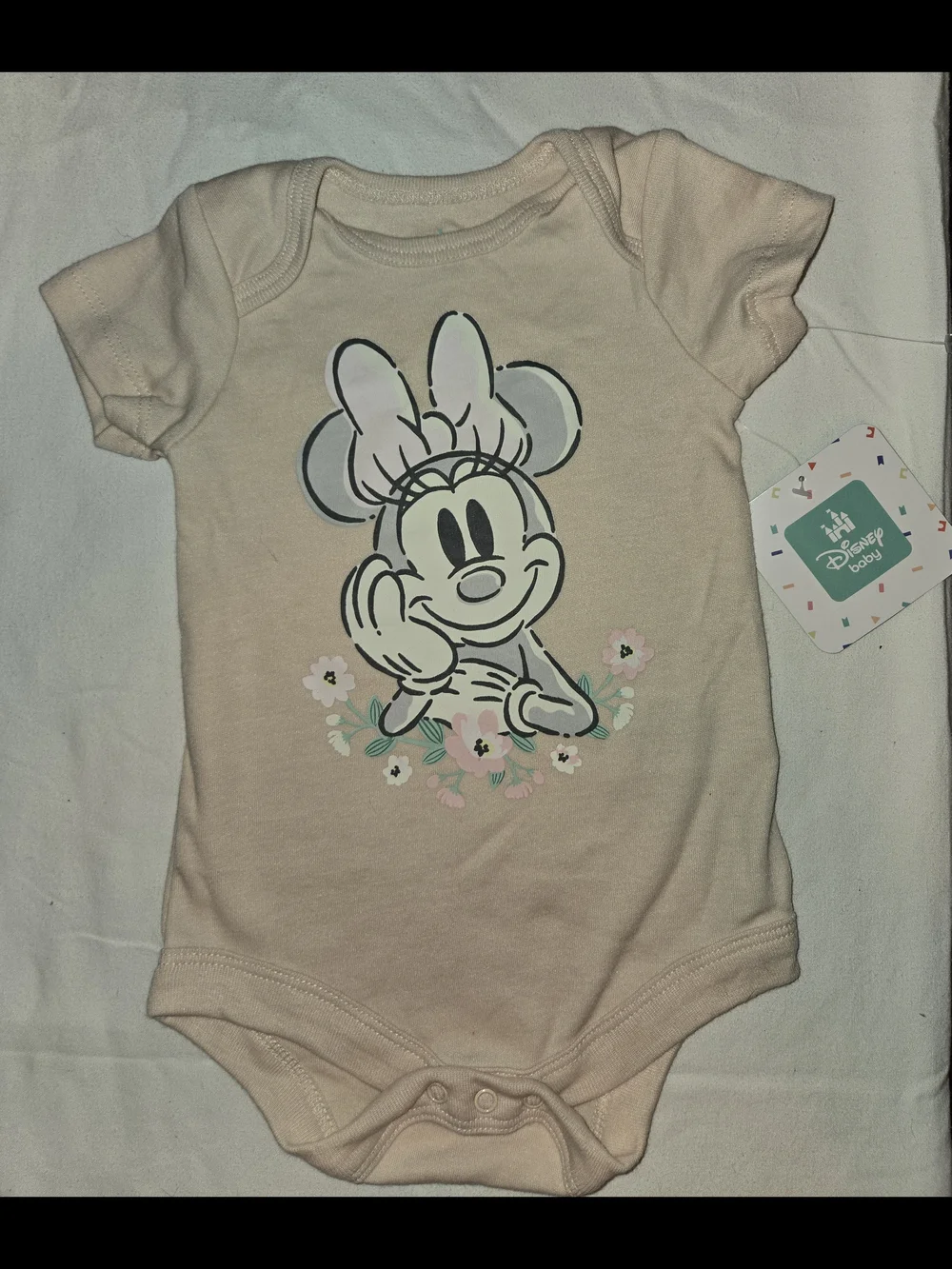 Disney Baby Light Pink Minnie Mouse Floral Bodysuit